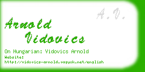 arnold vidovics business card